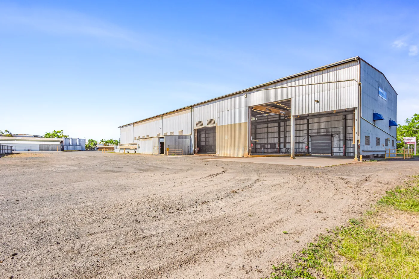 Exterior of the Main Crane Shed beside the gravel hardstand