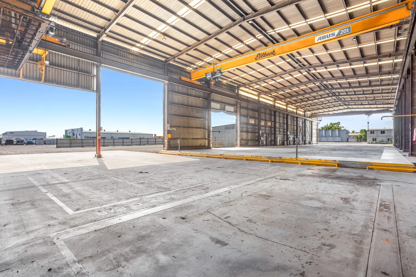 Main Crane Shed workshop bay opening onto the hardstand