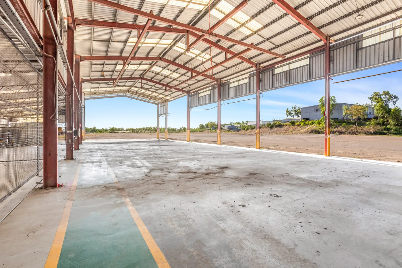 Covered Mechanical Shed bay opening directly onto the hardstand