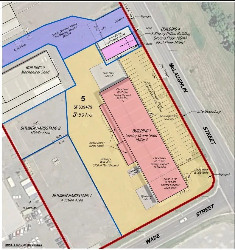 Site plan highlighting the Main Crane Shed area within Stroud Industrial Complex