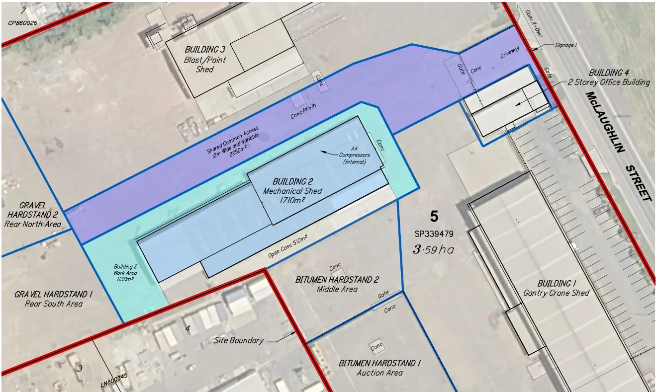 Site plan highlighting the Mechanical Shed area within Stroud Industrial Complex