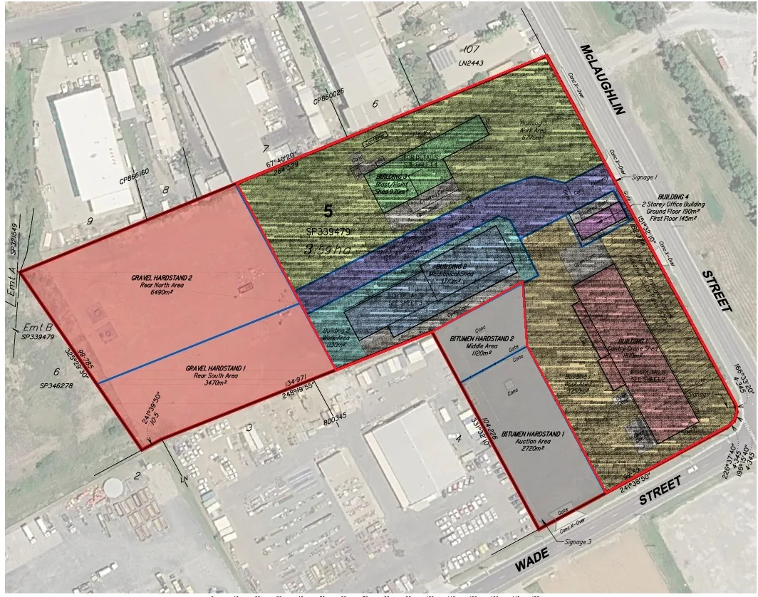 Site plan highlighting the Rear Hardstand areas within Stroud Industrial Complex